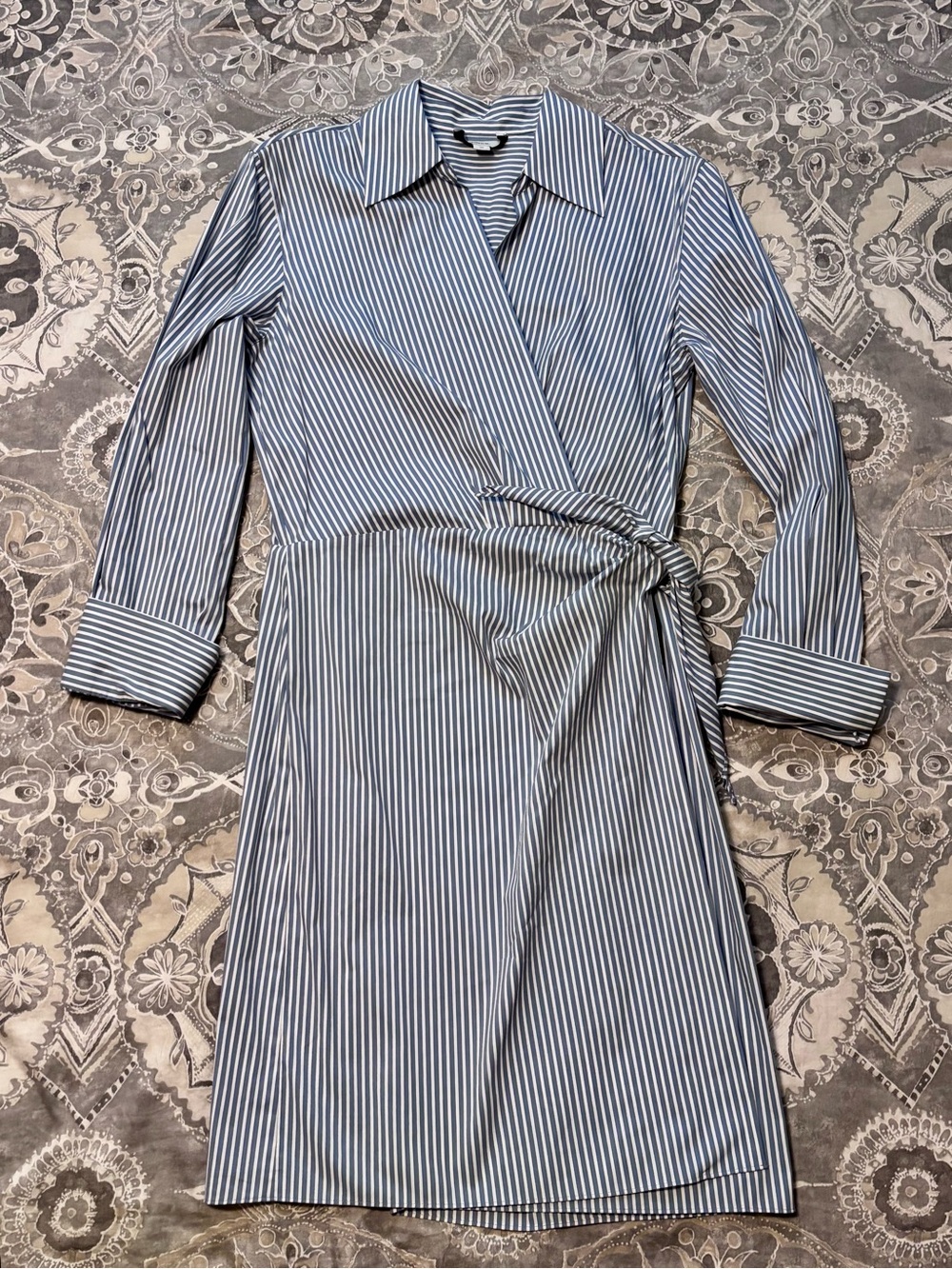 Vince Furrow Striped Wrap Shirt Dress